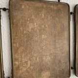 Vintage 1930s barber triptych mirror crystal faux leather gold - 25 x 59 cm