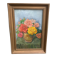 Painting on framed wood panel the bouquet of roses signed and vintage