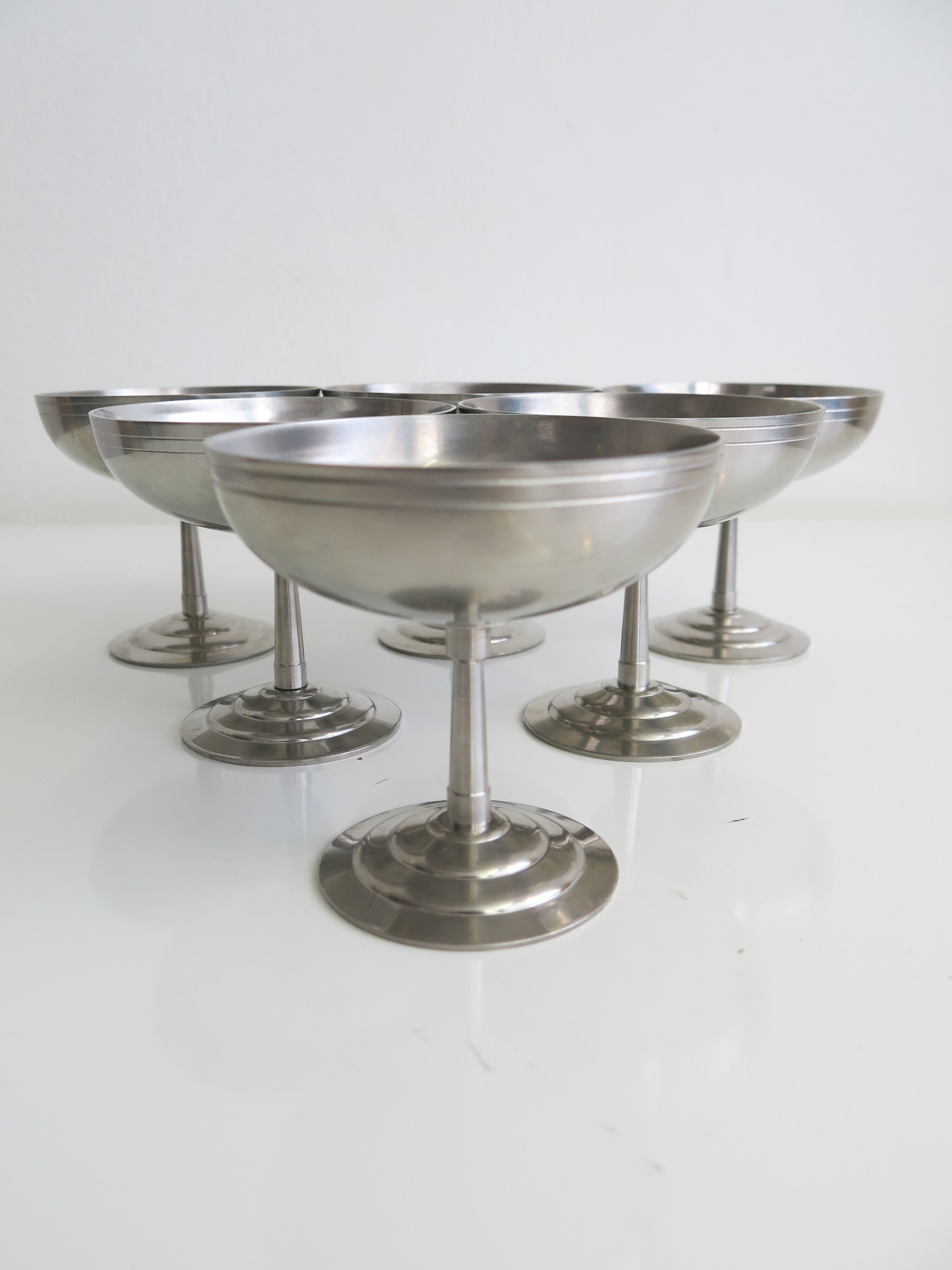 Set of six stainless steel ice cups by Letang Rémy