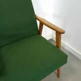 Set of 6 groene eetkamerstoelen met beukenhout