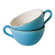 Pair of digoin sarreguemines cups textured sky blue and gold edging 1950