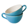 Pair of digoin sarreguemines cups textured sky blue and gold edging 1950