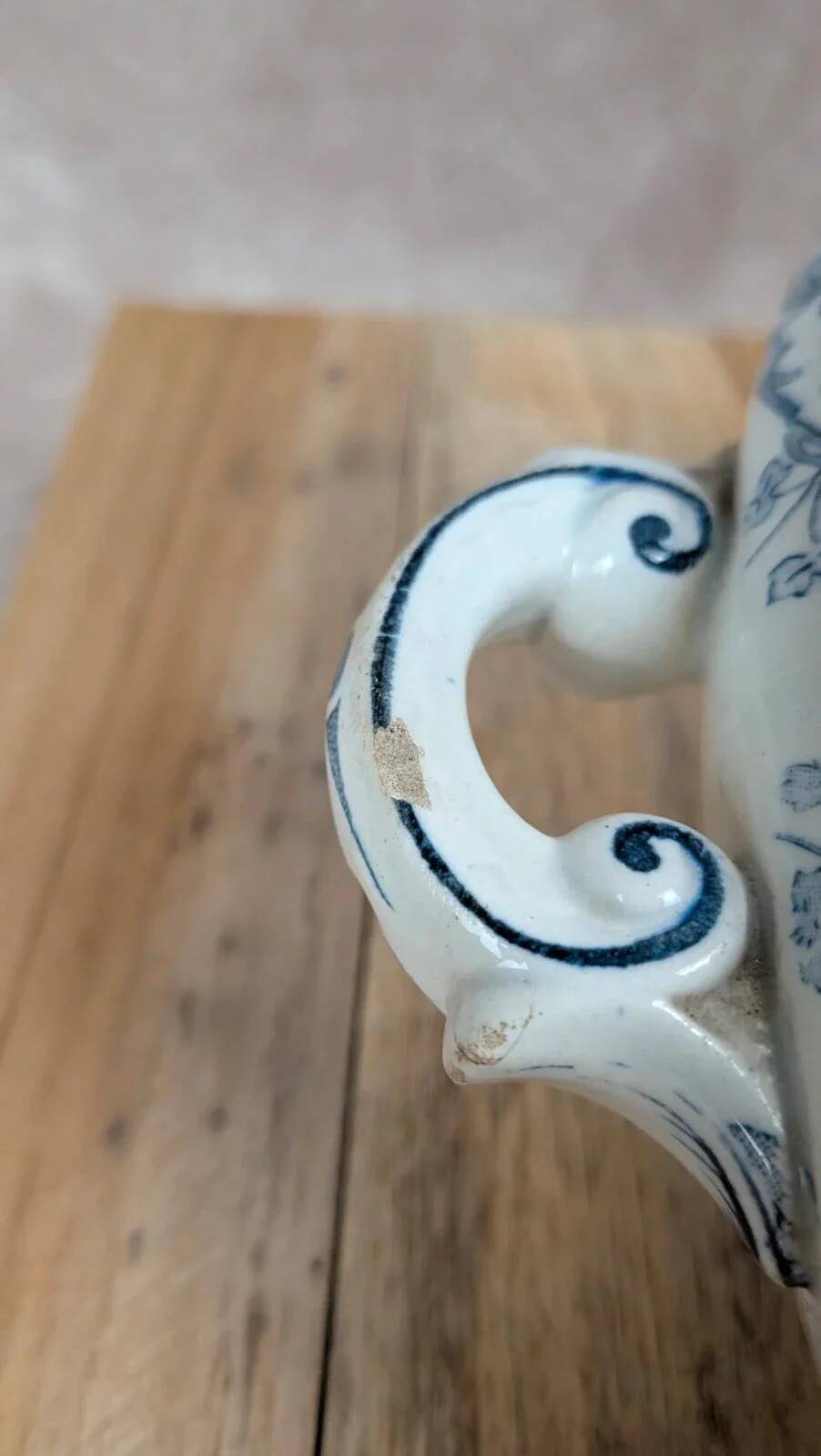 Légumier ancien KG Lunéville modèle Marceau décor bleu