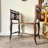 Dark wood and cane bench