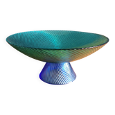 Coupe à Fruits Vintage en Verre Soufflé – Centre de Table Design Bleu et Ve