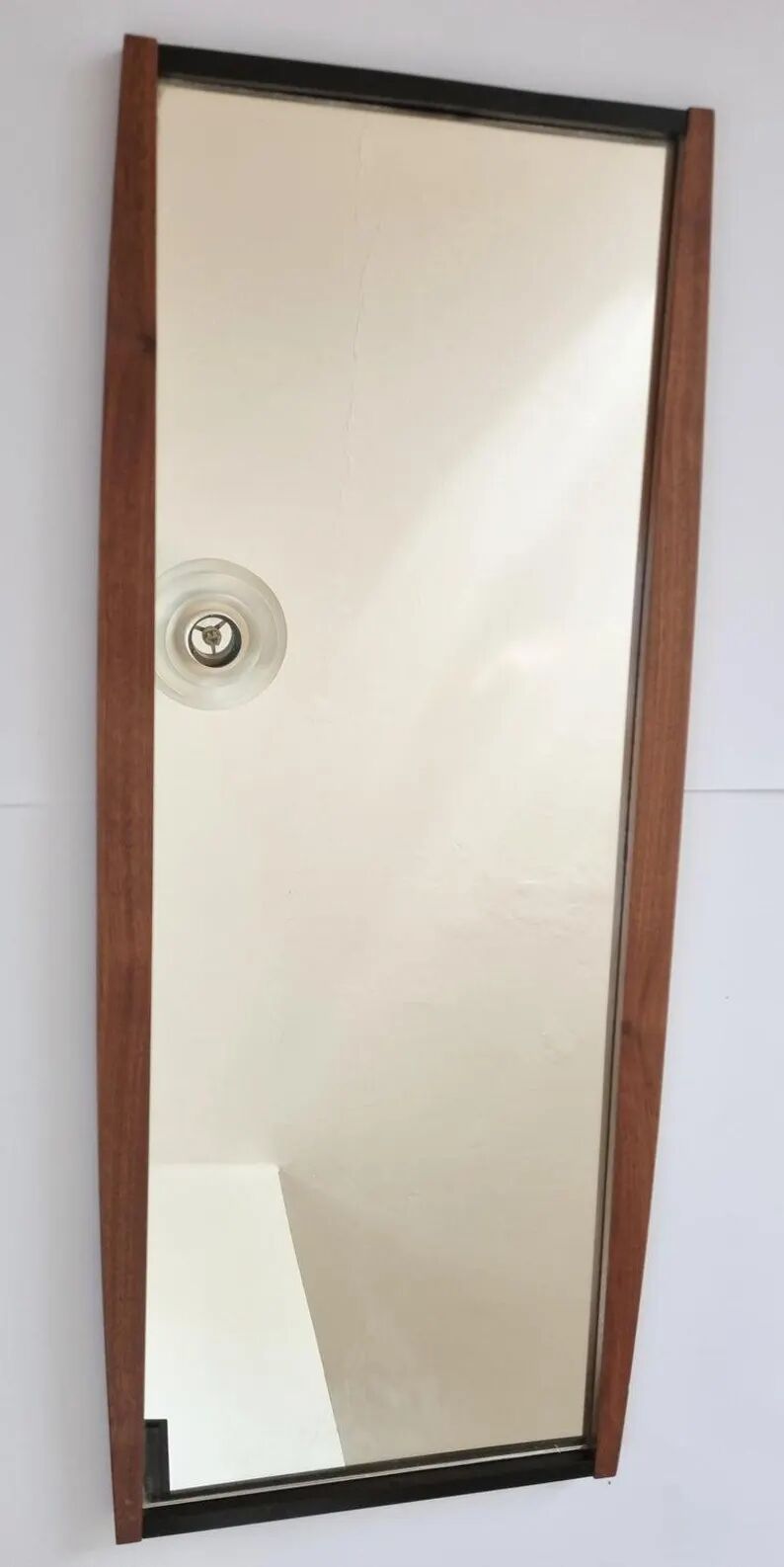 Midcentury Long Teak Wall Mirror, Denmark, 1960s