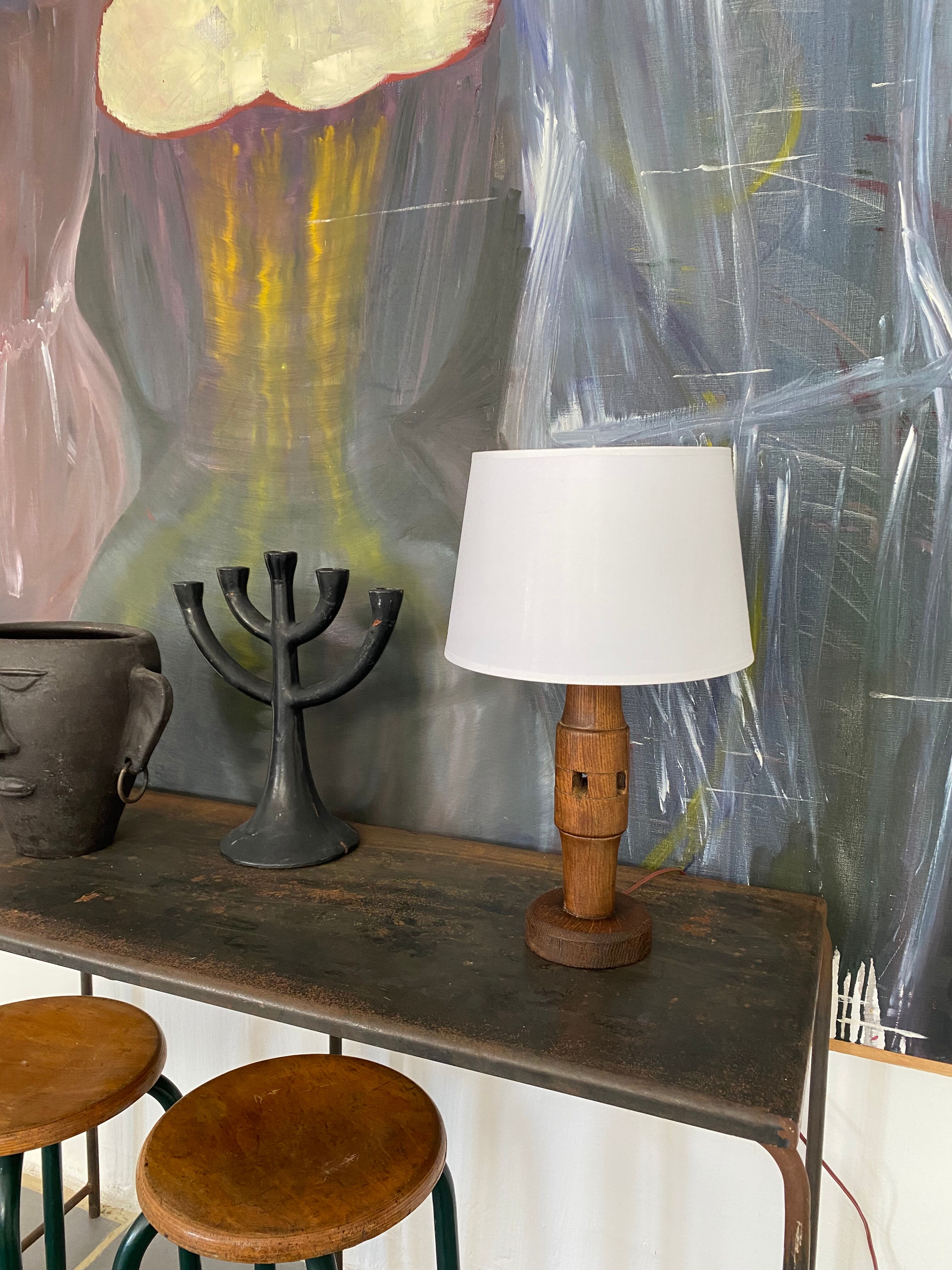 Modernist vintage wood lamp