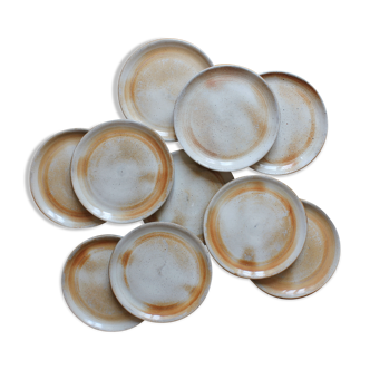 10 dessert plates in sandstone from the vintage 70s marsh