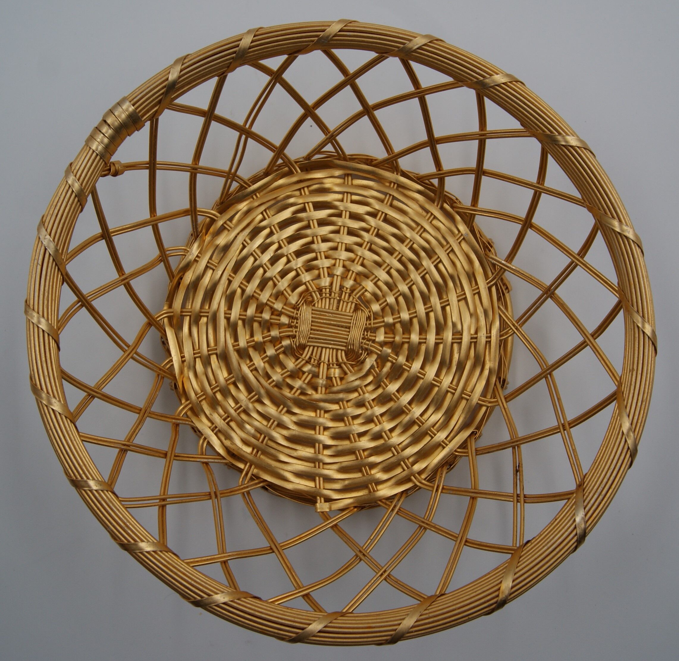 Vintage braided metal wire basket