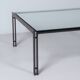 Table basse M1 par Metaform des années 80 en acier inoxydable couleur bronze.