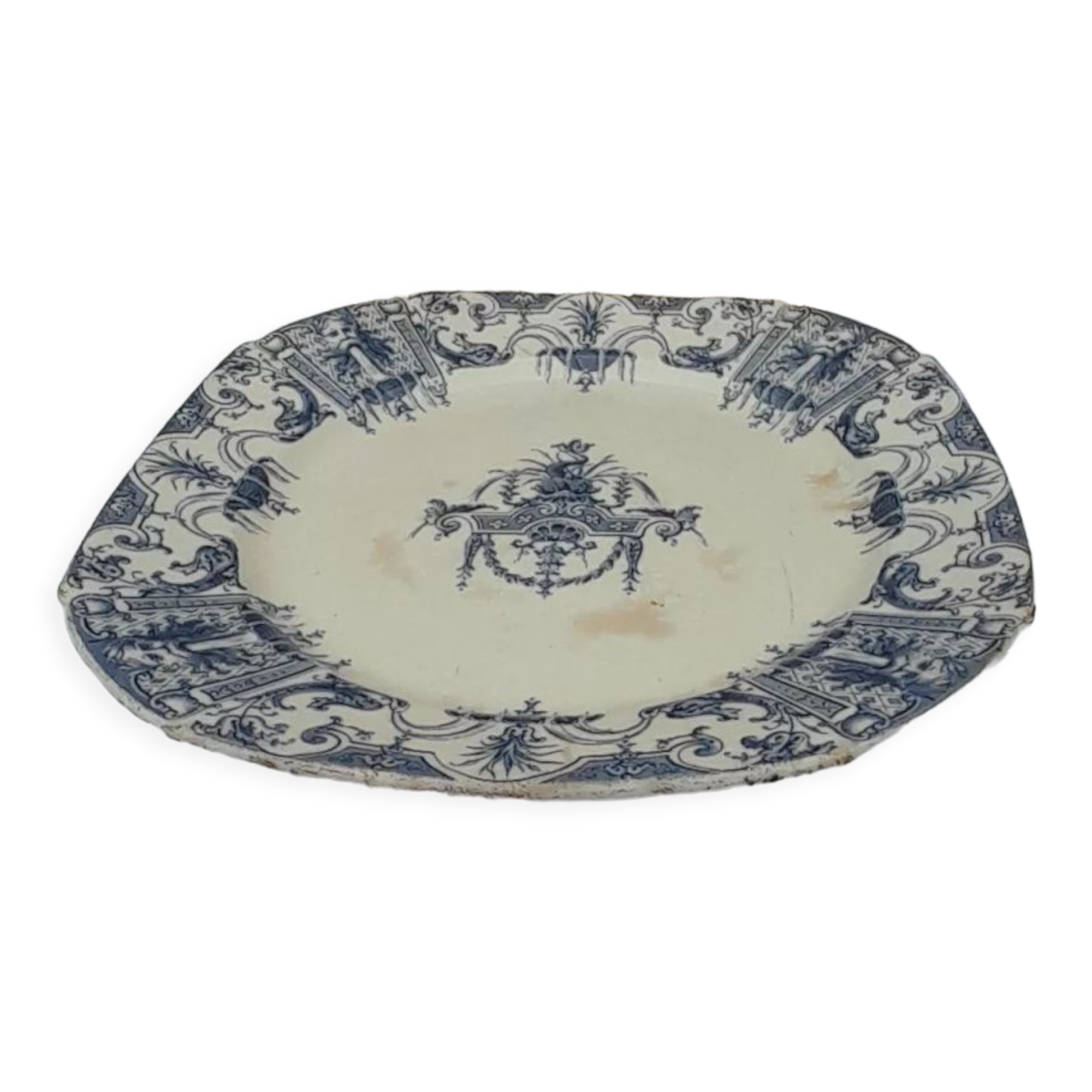 Plate on pedestal in Gien earthenware Iron earth numbered 42 late XIX th Diam 25 cm