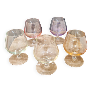 Set of coloured digestif glasses