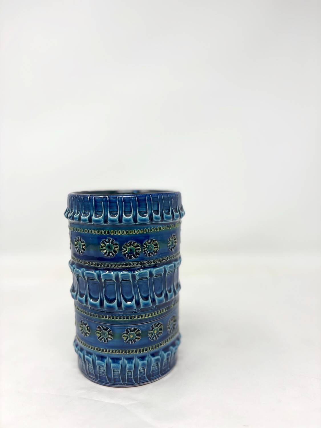 Bitossi ceramic blue green vase