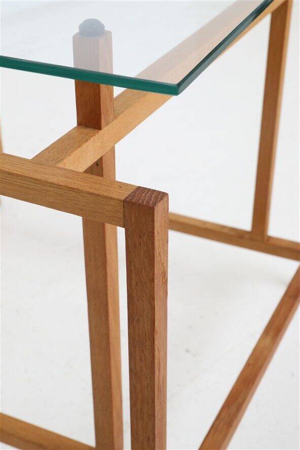 Danish modern coffee table / side table / Henning Nørgaard attributed / oak / glass / 1970s