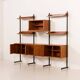 Italian free standing wall unit in teak, 1950s