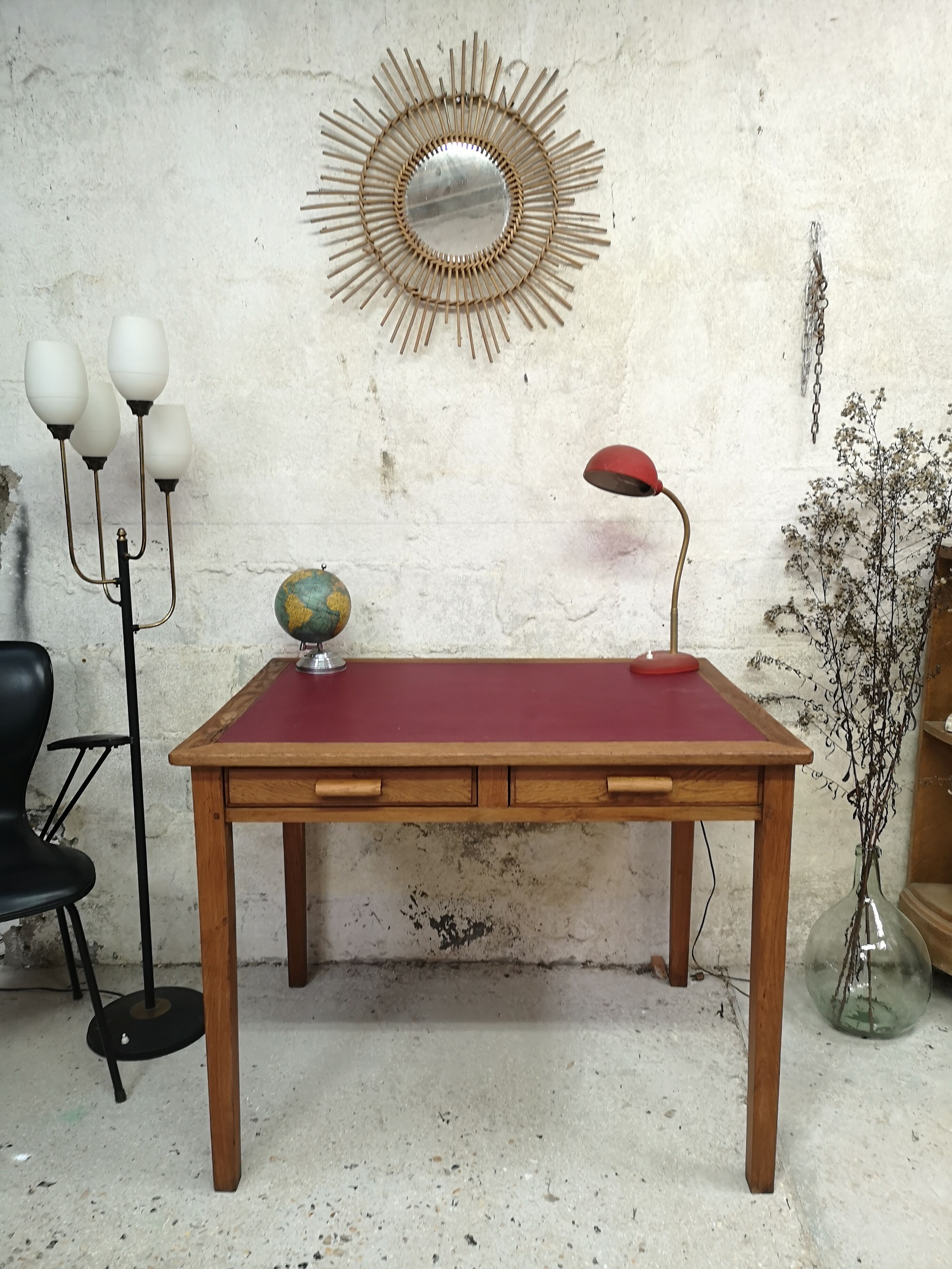 Flat office administration patina 1950 oak