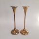 Pair of trumpet candlesticks in brass, Danish design.
