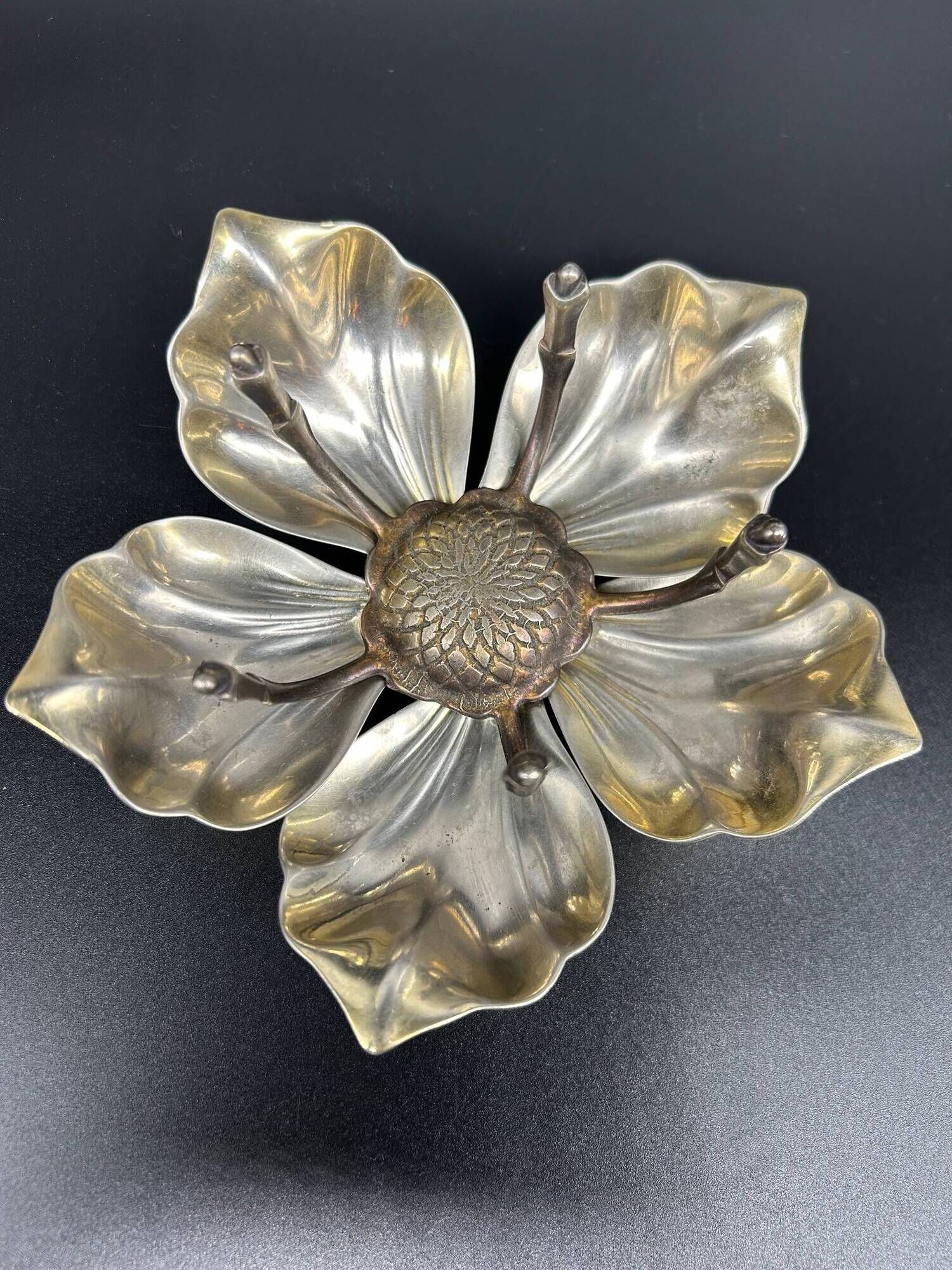 metal flower with removable petals 1970s