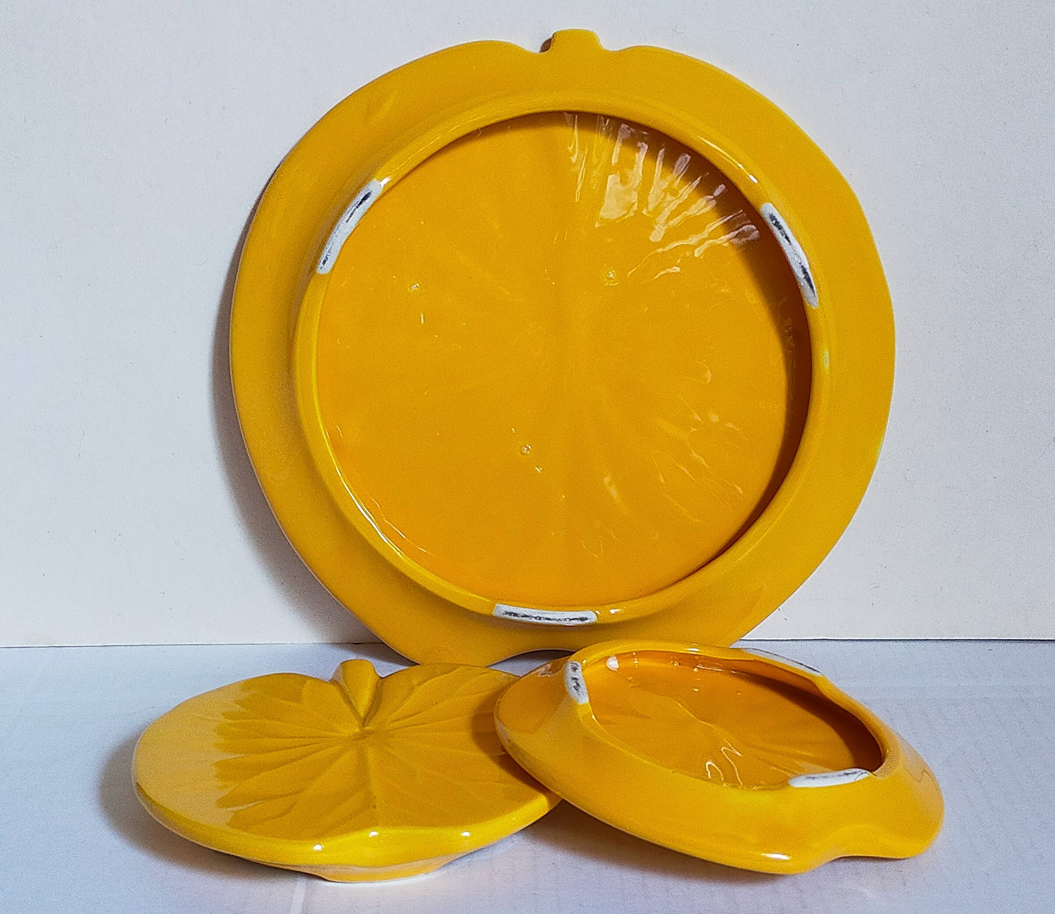 Three vintage water lily presentation dishes in slip