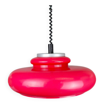 Large red Space Age retractable lamp