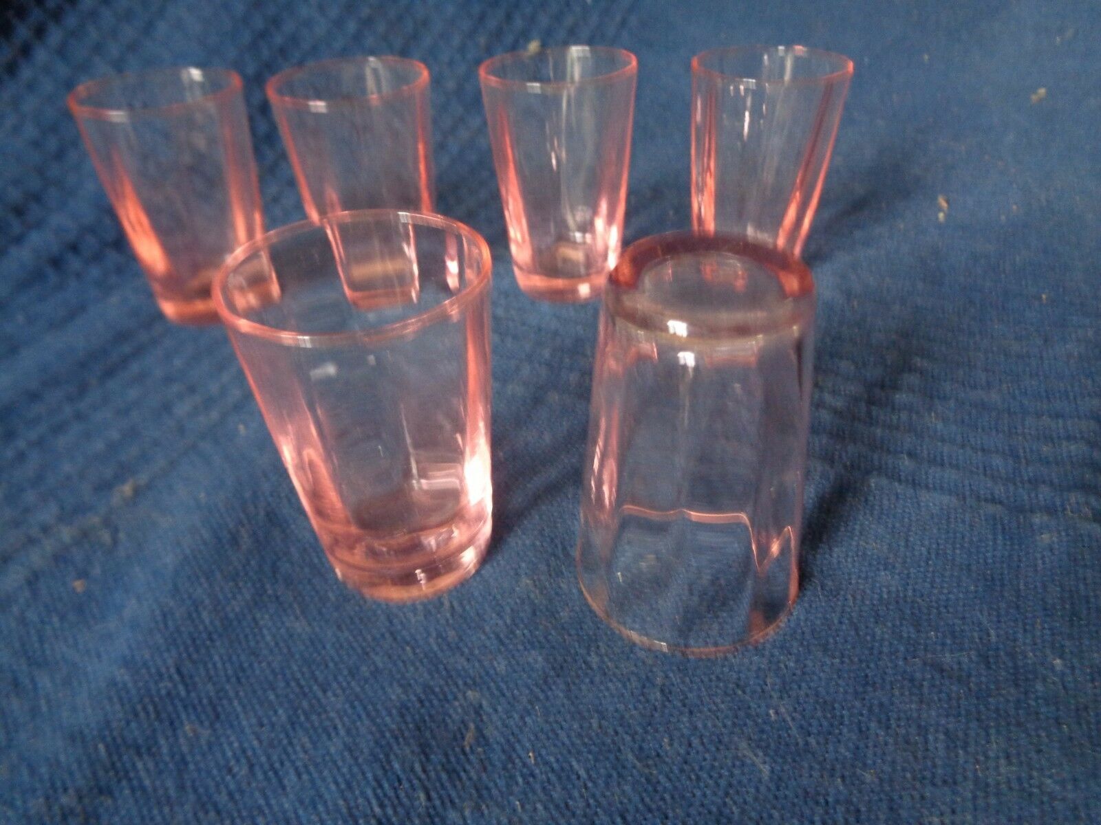 Lot 6 small glasses handmade pink bubble aperitif digestive vintage murano