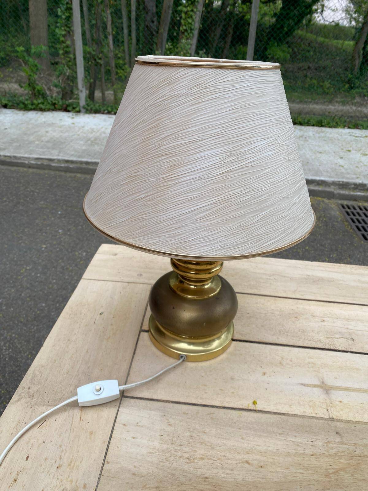 Vintage lamp with a bronze and gold brass ball base by Gura Leuchten.