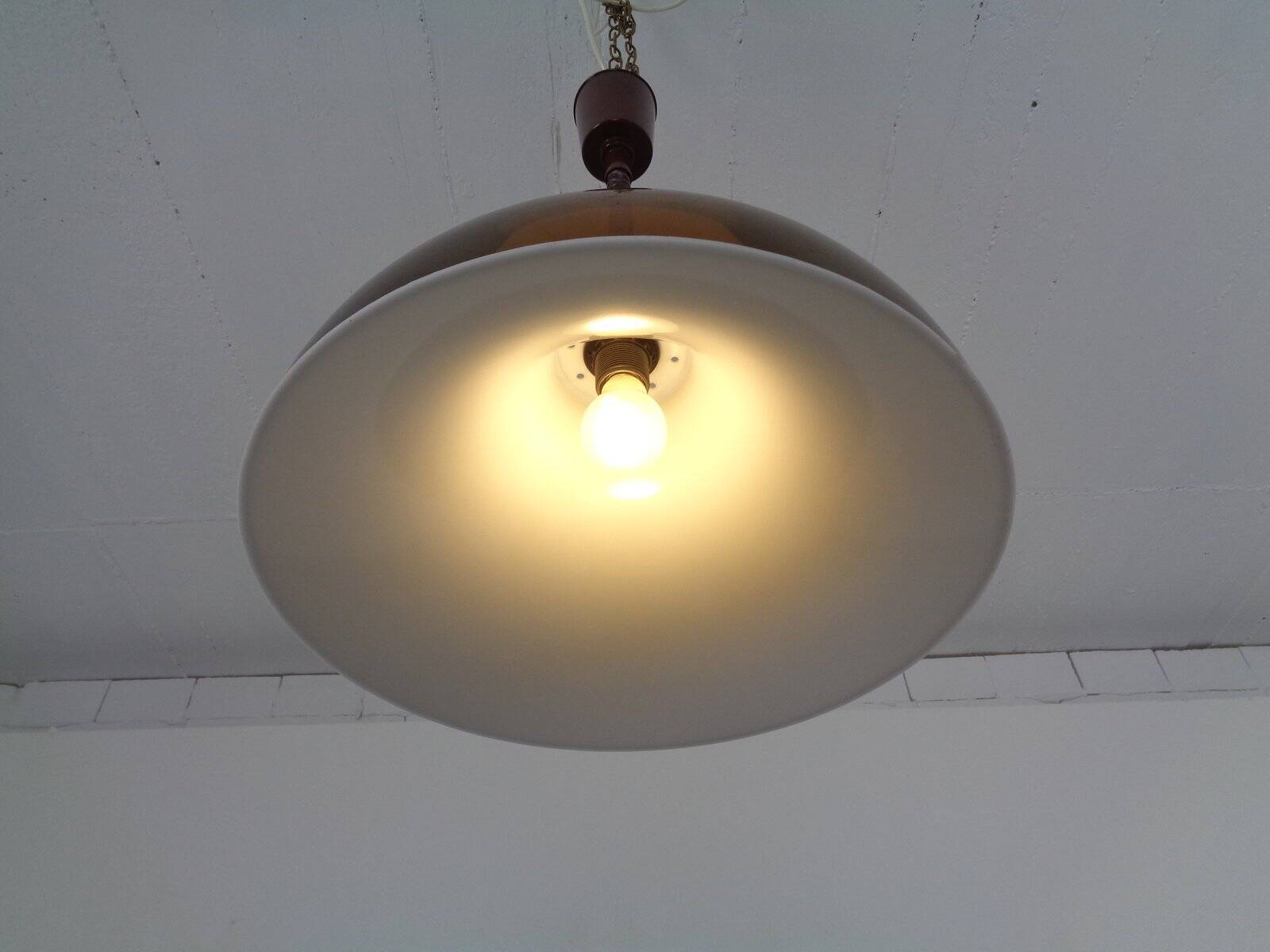 Ceiling lamp in brown and white plastic from Stilux Milano, 1960s