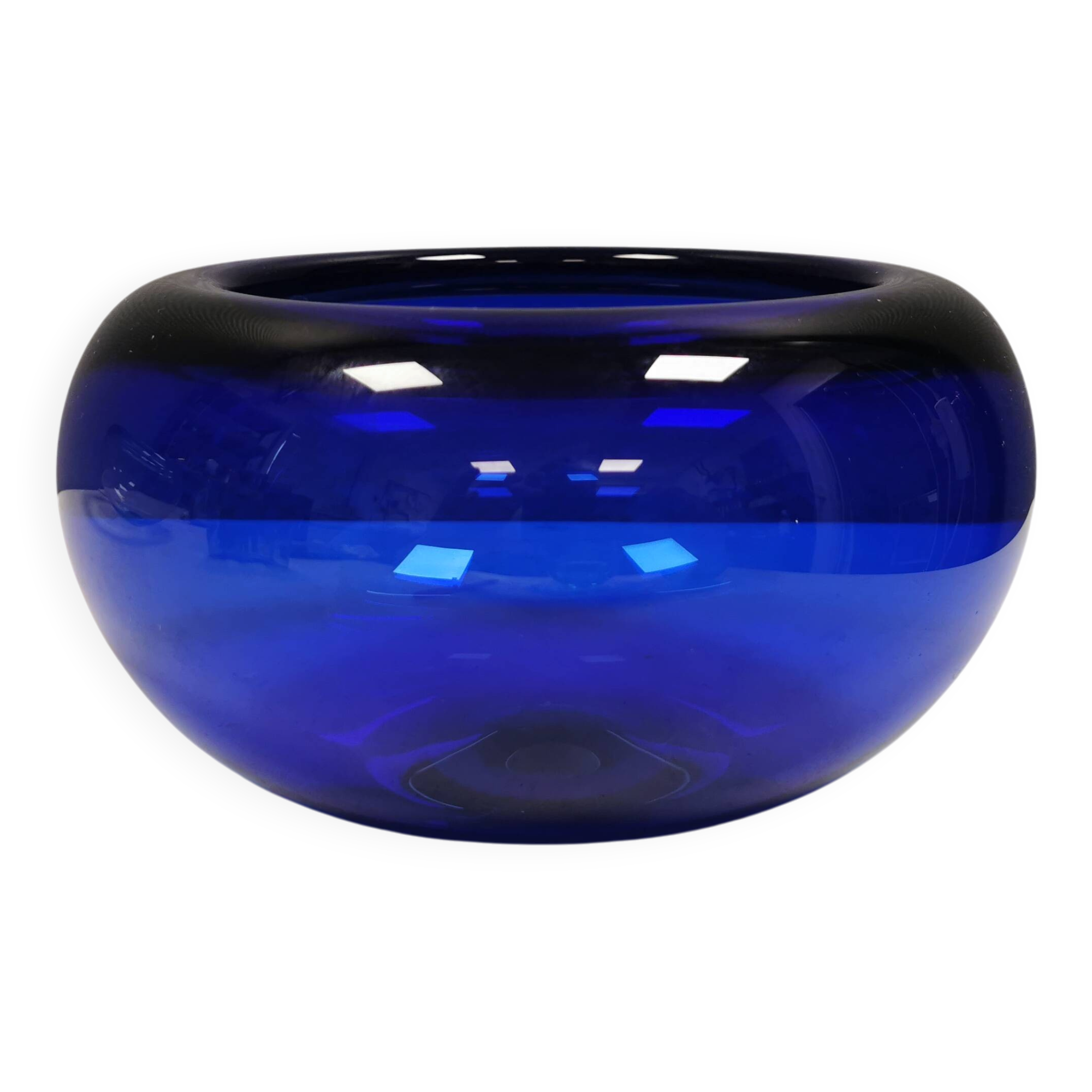 Blue PROVENCE bowl designed by Per Lütken for Holmegaard Glassworks 1955 Denmark