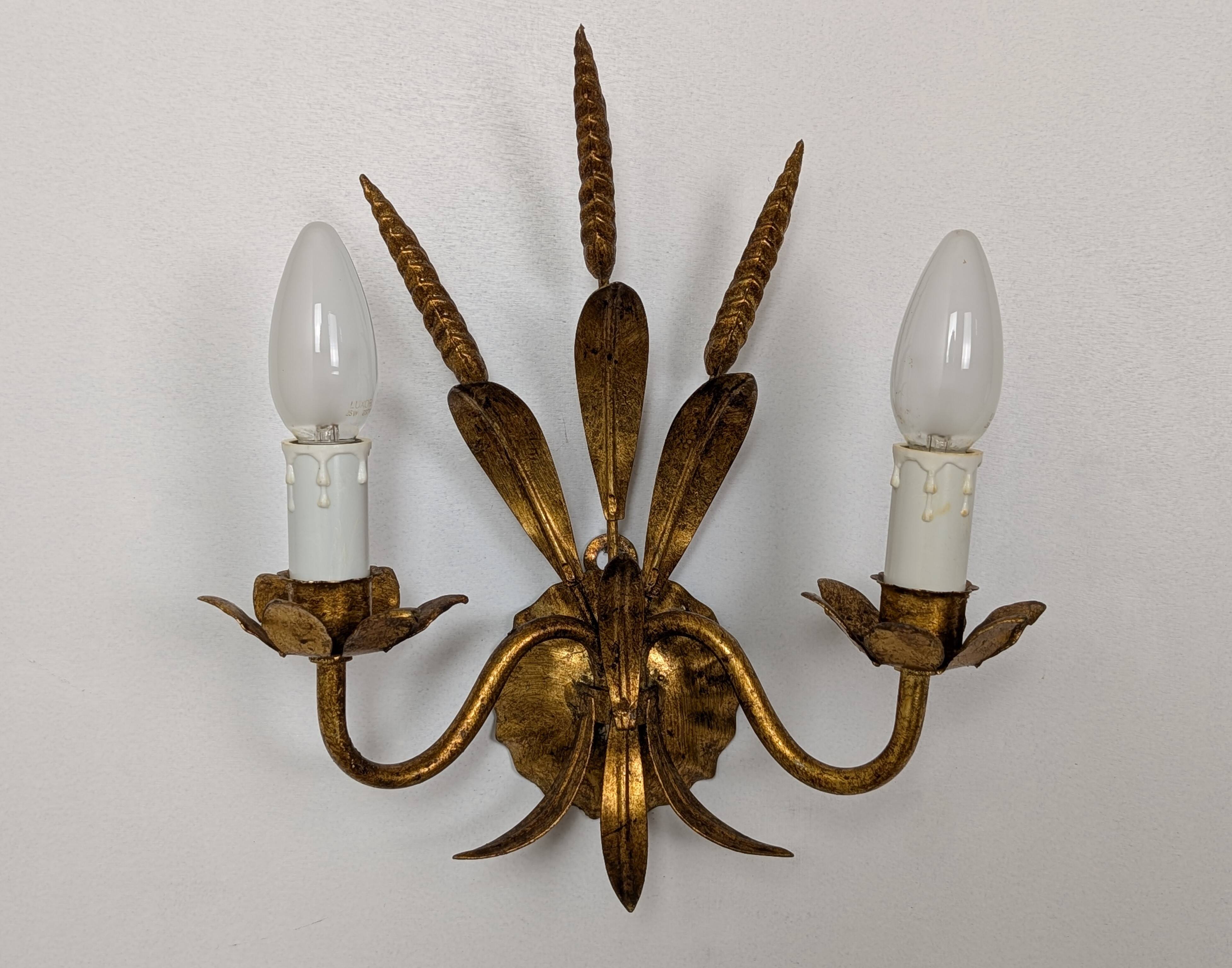 Pair of wheat ear wall lights