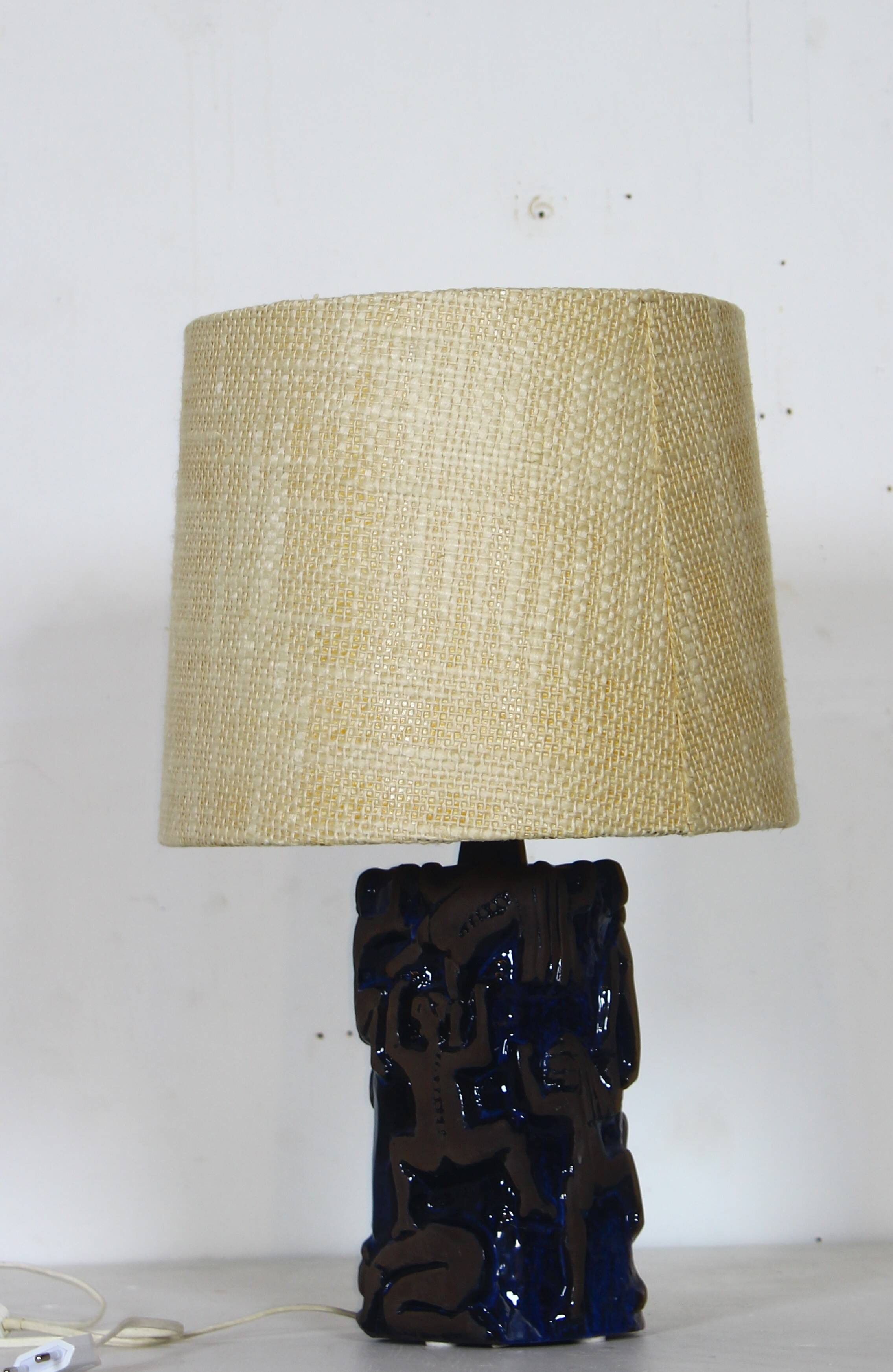 Table lamp "Climbing Women", partially glazed stoneware, by Sys M
