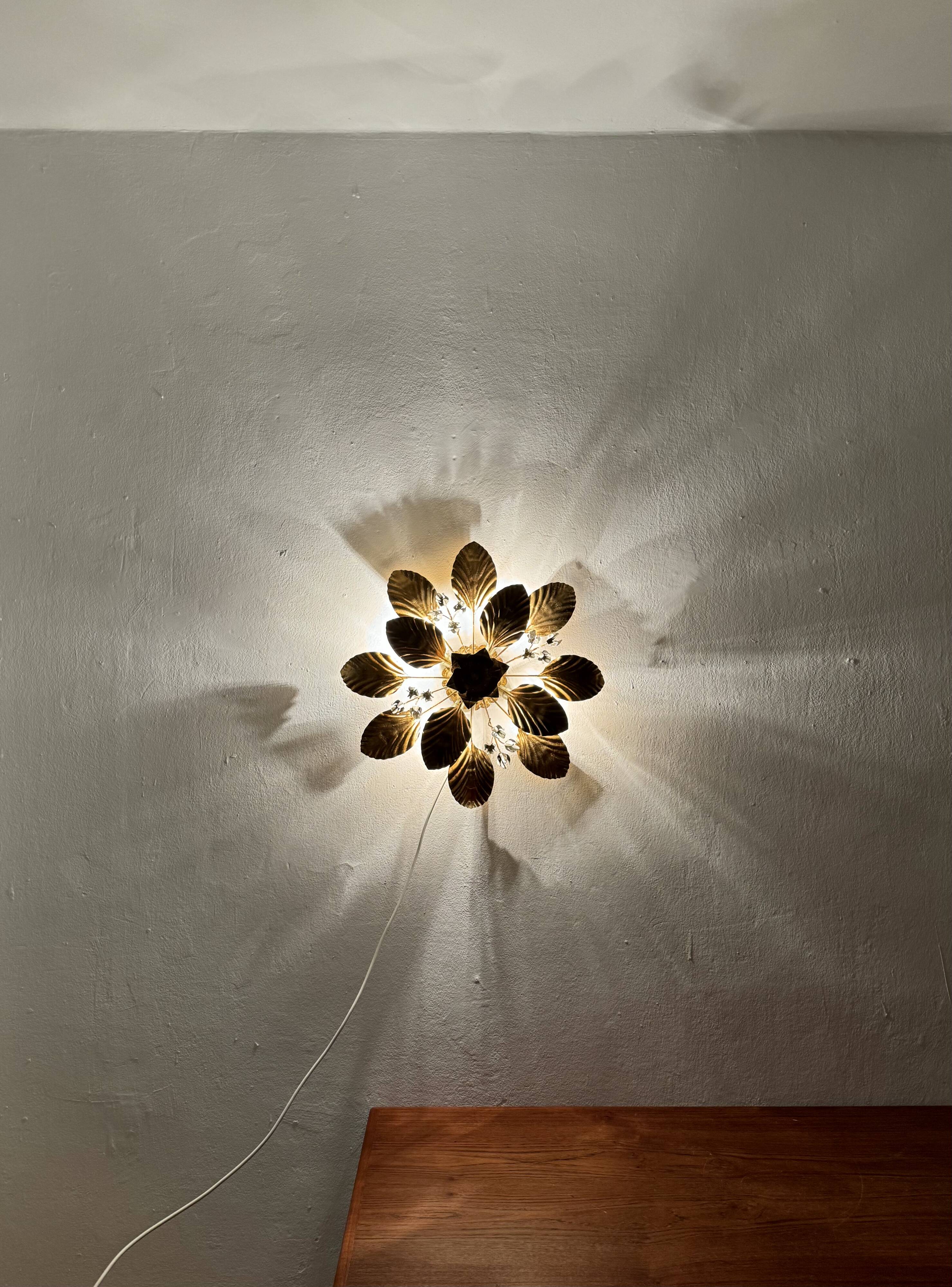 Floral Hollywood Regency Wall or Ceiling Lamp by Hans Kögl