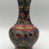 Cloisonné enamel vase decorated with flowers and colorful patterns