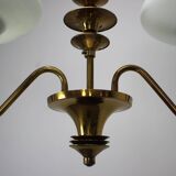 Mid-Century Brass Chandelier, Czechoslovakia, 1970s, Made in Jablonec Glass