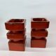 Set of 2 pottery block candleholders, 1970s