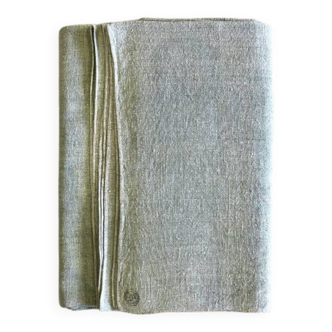 Nappe De Vendange Ancienne En Pur Chanvre Teintée Céladon