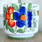Ceramic flowerpot with floral decoration, 1950-60