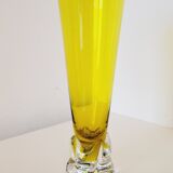 Soliflore vase or large glass in yellow blown glass