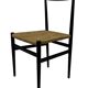 Vintage Italian rush seated chair, 1950s design minimalist