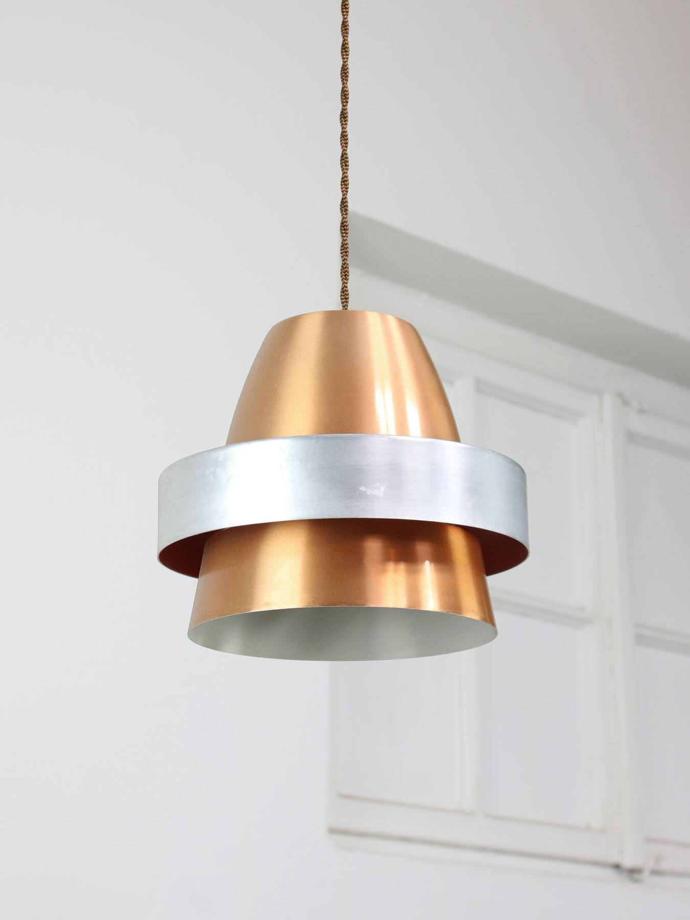 Italian  Aluminum Space Age Pendant Lamp in Copper color, 1970s