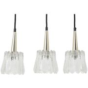 Set of three glass pendants by Carl Fagerlund for Orrefors, Sweden, 1960s.