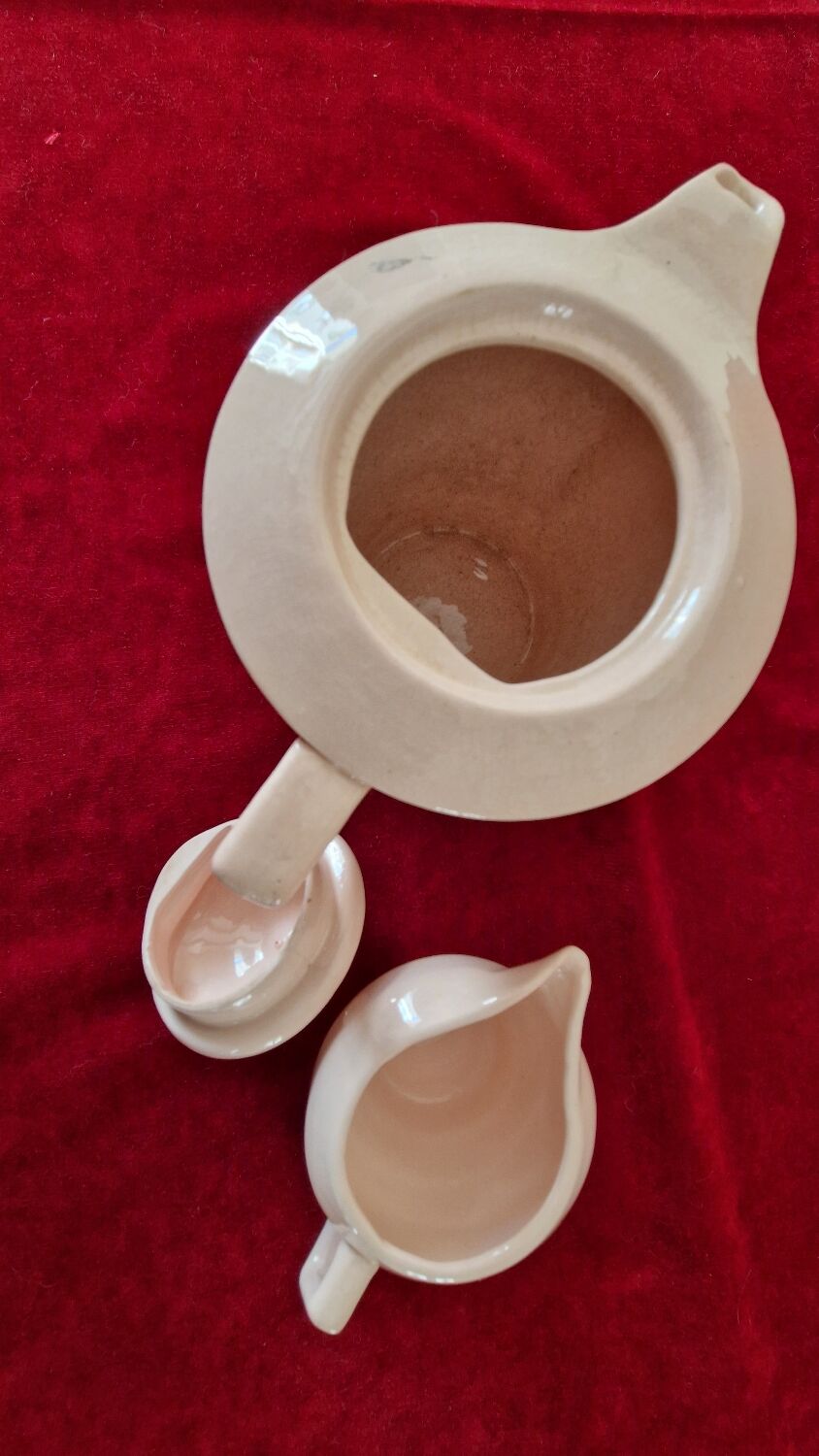 Pink ceramic coffee service by St Amand Ceranord