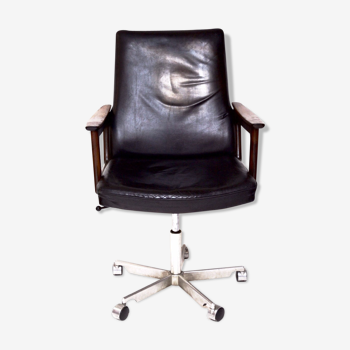 Fauteuil de bureau avec cuir noir