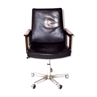 Fauteuil de bureau avec cuir noir