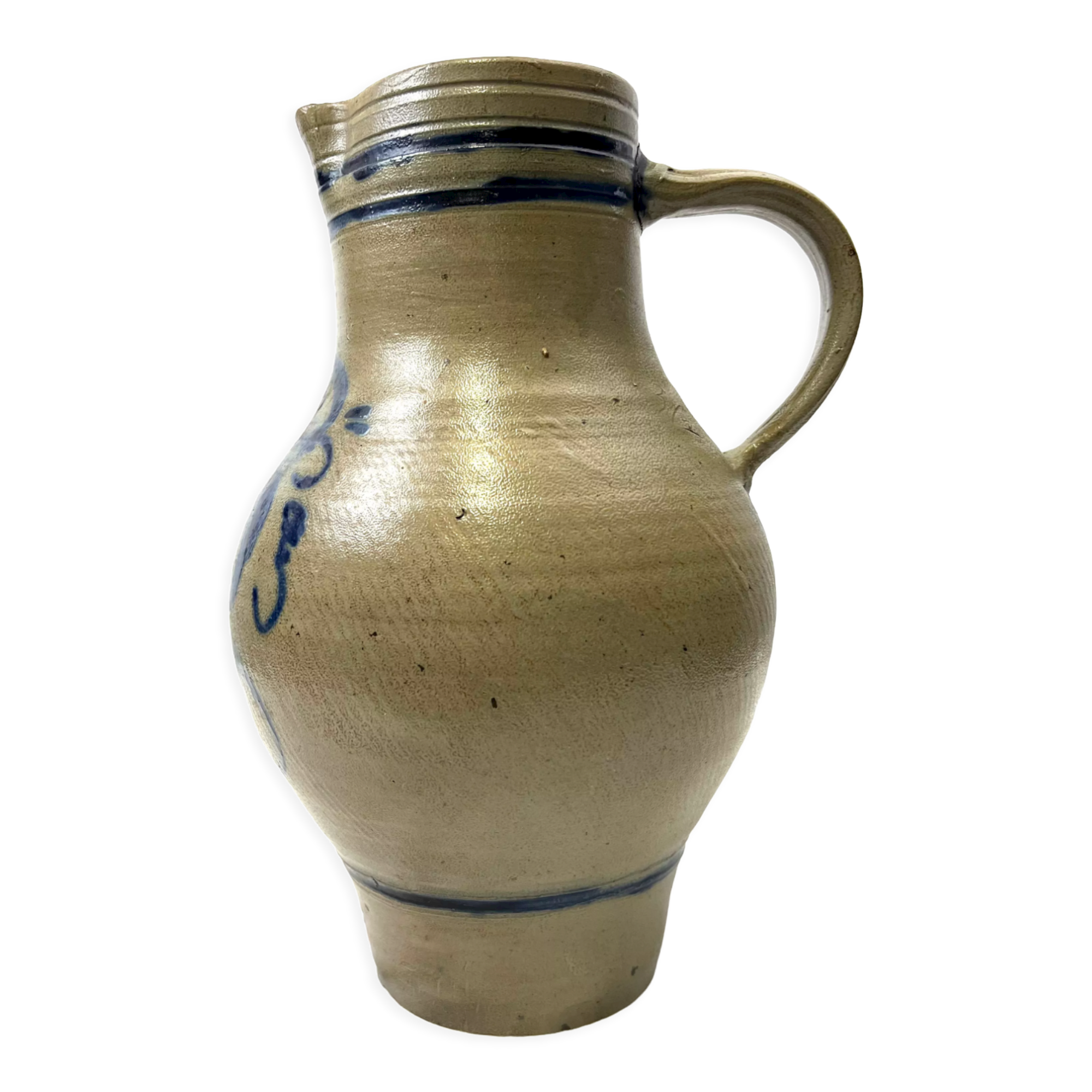 Pitcher in blue-decorated stoneware 34cm