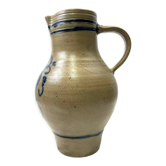 Pitcher in blue-decorated stoneware 34cm