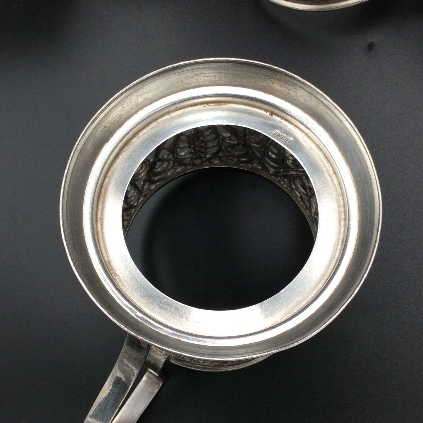 4 russian tea cups silver metal watermarked ussr