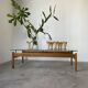 Table scandinave teck blond et verre 60
