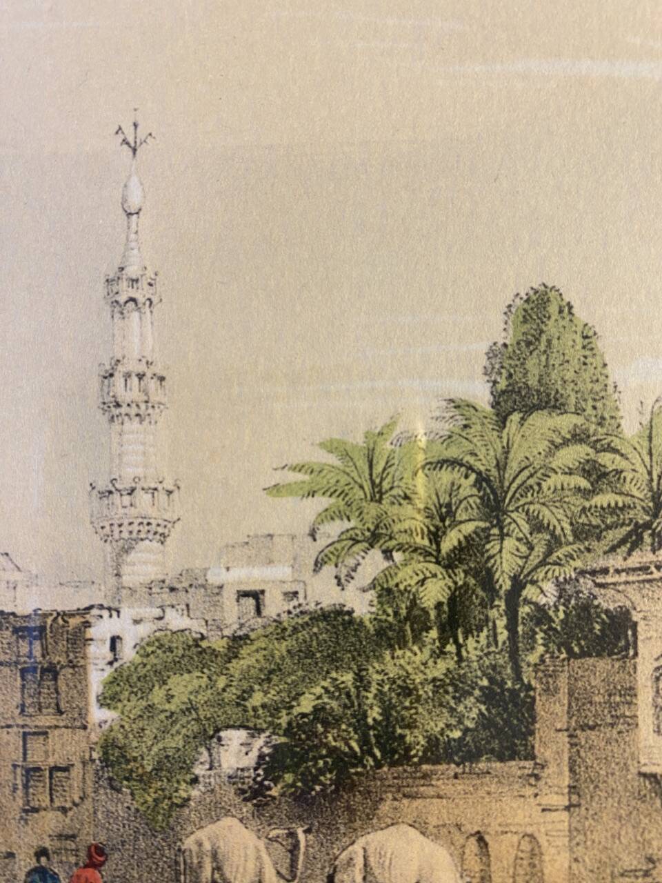 Orientalist engraving, view of the Shereef Bey Palace in Cairo, 20th century