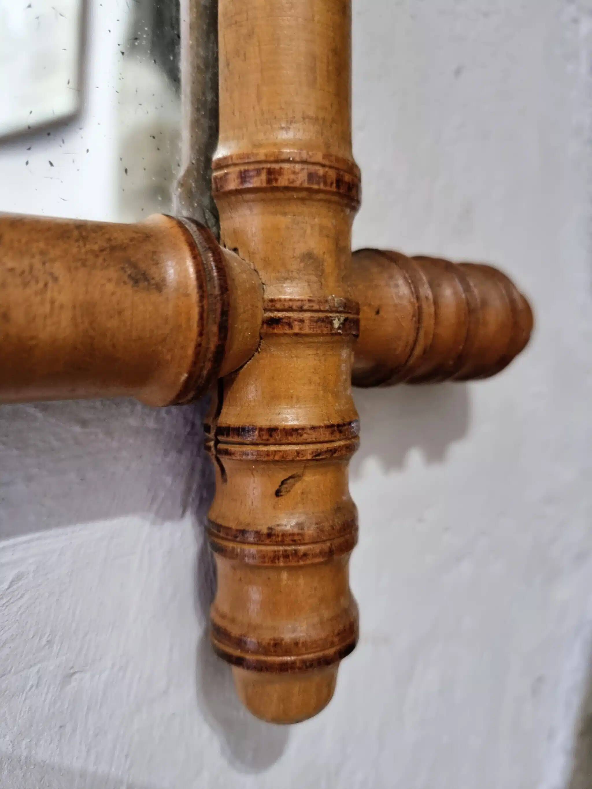 Antique French wall mirror in faux bamboo style – early 20th century