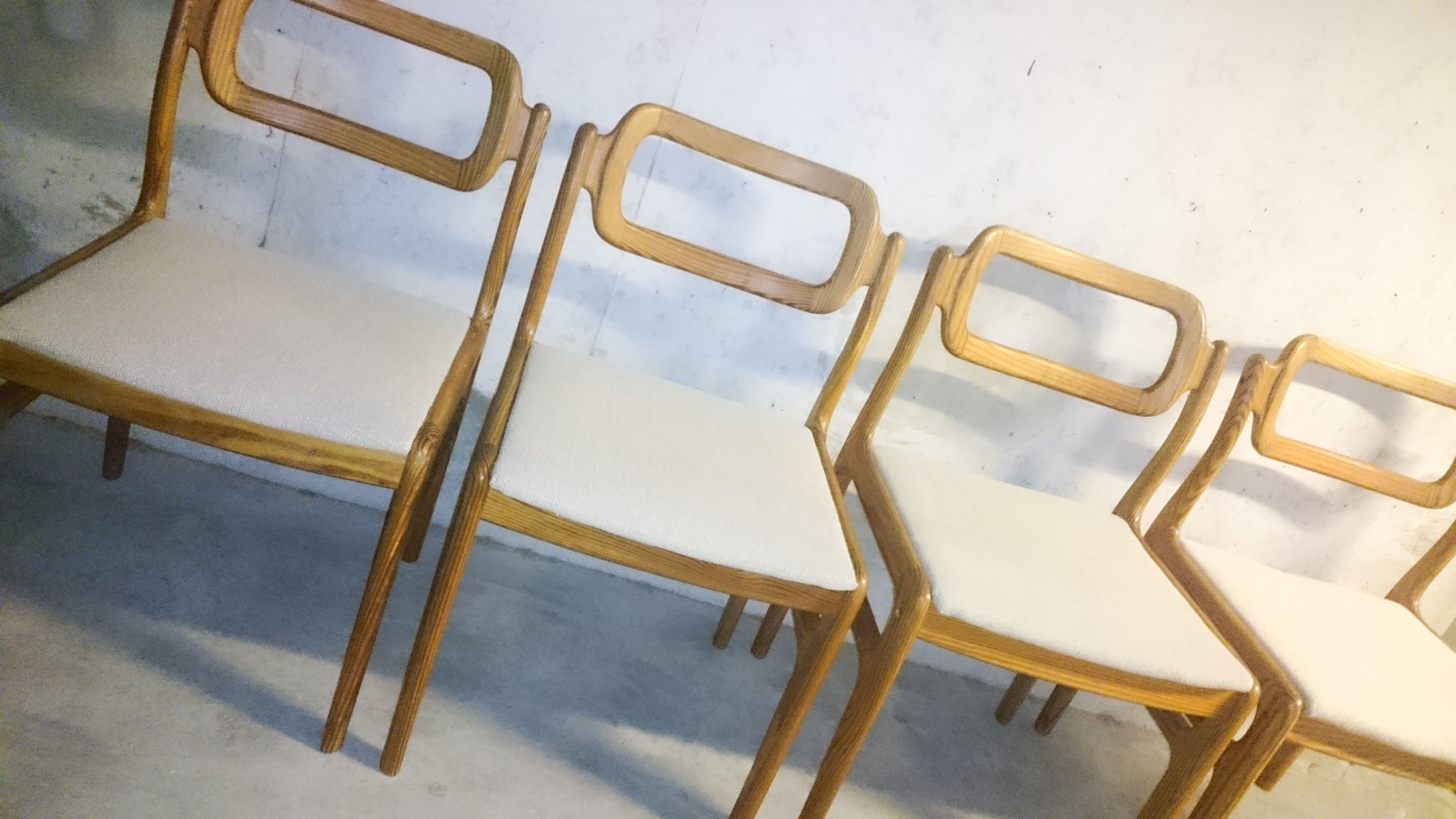 4 chairs by Johannes Andersen for Uldum Møbelfabrik, in pine, Scandinavian design, Denmark 1960's